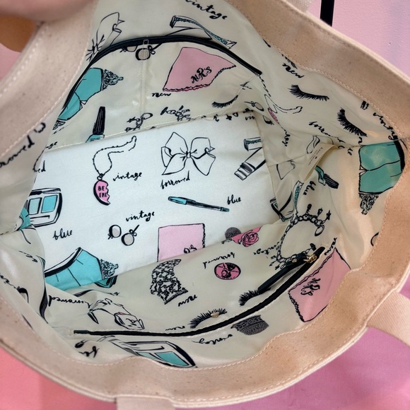 Kate Spade Wedding Belles “Vintage New Borrowed Blue” Canvas Tote EUC - Picture 9 of 10